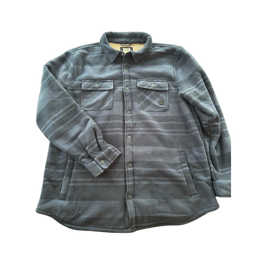 Voyager Sherpa Lined Men's Blue Flannell XL Plaid Fleece Shirt Jacket with Snaps
